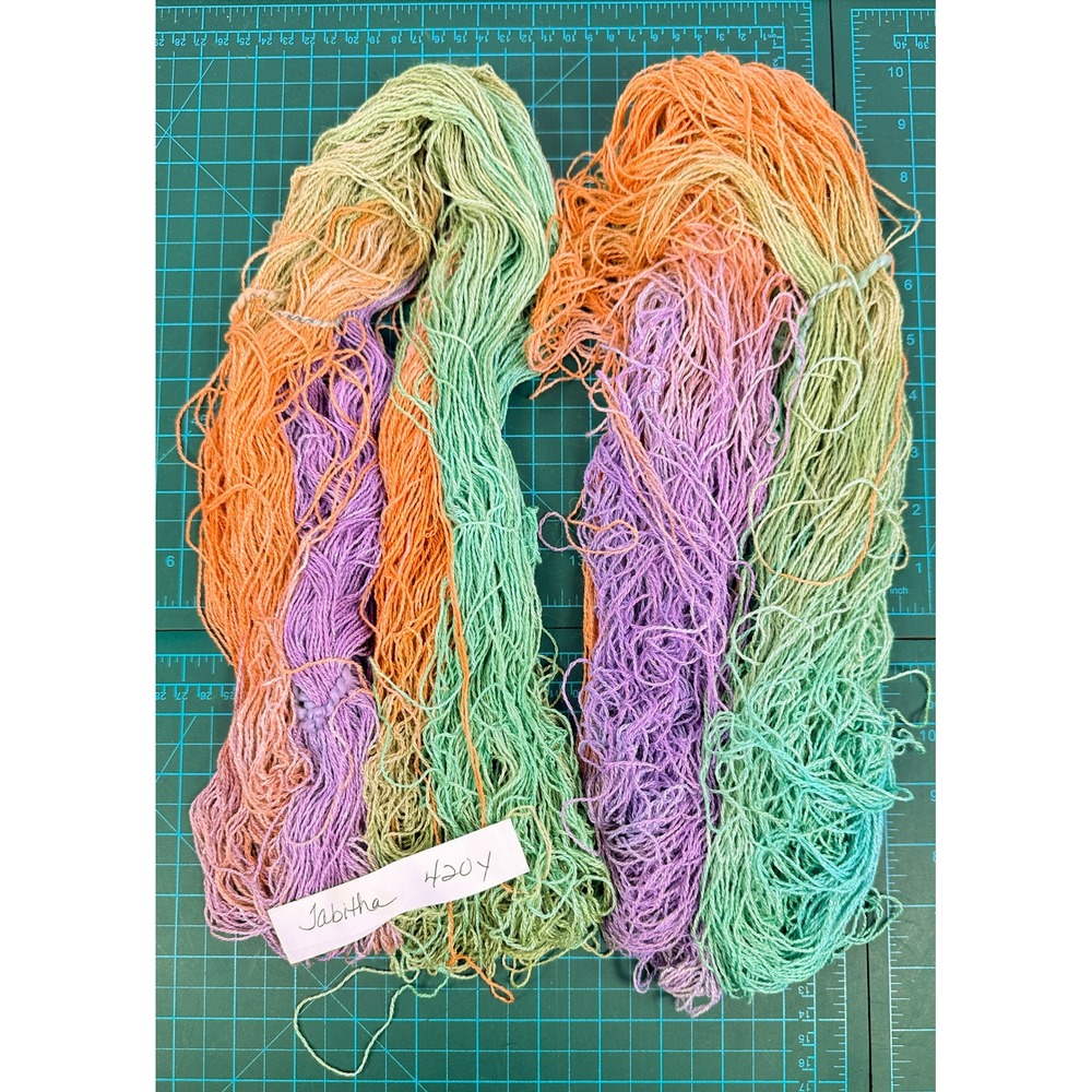 2 Skein Lot Hand painted Fingering Yarn Tabitha Mint Green Peach Purple 840 Yds